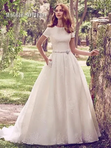 Maggie Sottero Dylan Marie 8MW483 1 Maggie Sottero Dylan Marie 8MW483 Short Sleeve Wedding Dress