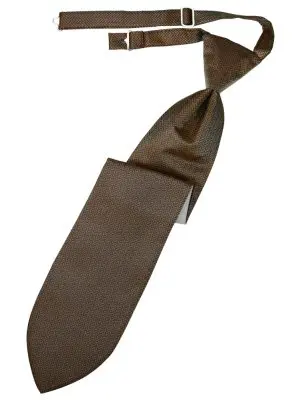 Herringbone Espresso Long Tie - MENS - HEESPE - Pre-tied