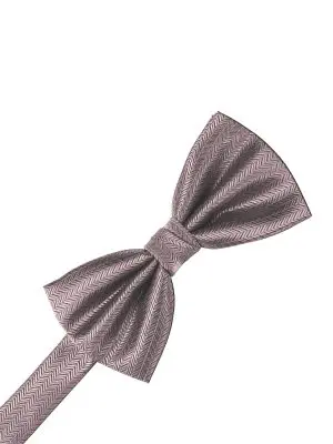 Herringbone Frosty Pink Bowtie - MENS - HEFROT - Pre-tied