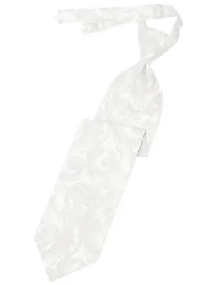 Tapestry White Long Tie - MENS - TAWHTE - Pre-tied